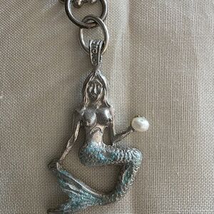 Silver Mermaid Pendant with Pearl Accent